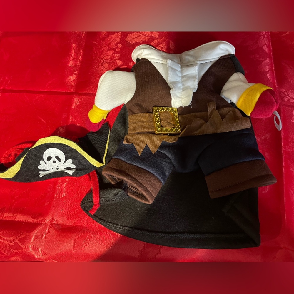Pirate dog costume. Size xs. Like new condition. Comes with hat